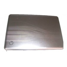HP DV3-4180EP LCD Back Cover w/ logo light & cable -  brushed aluminum 